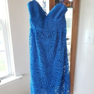 Real Life Dream Cobalt Blue Lace Midi Dress
